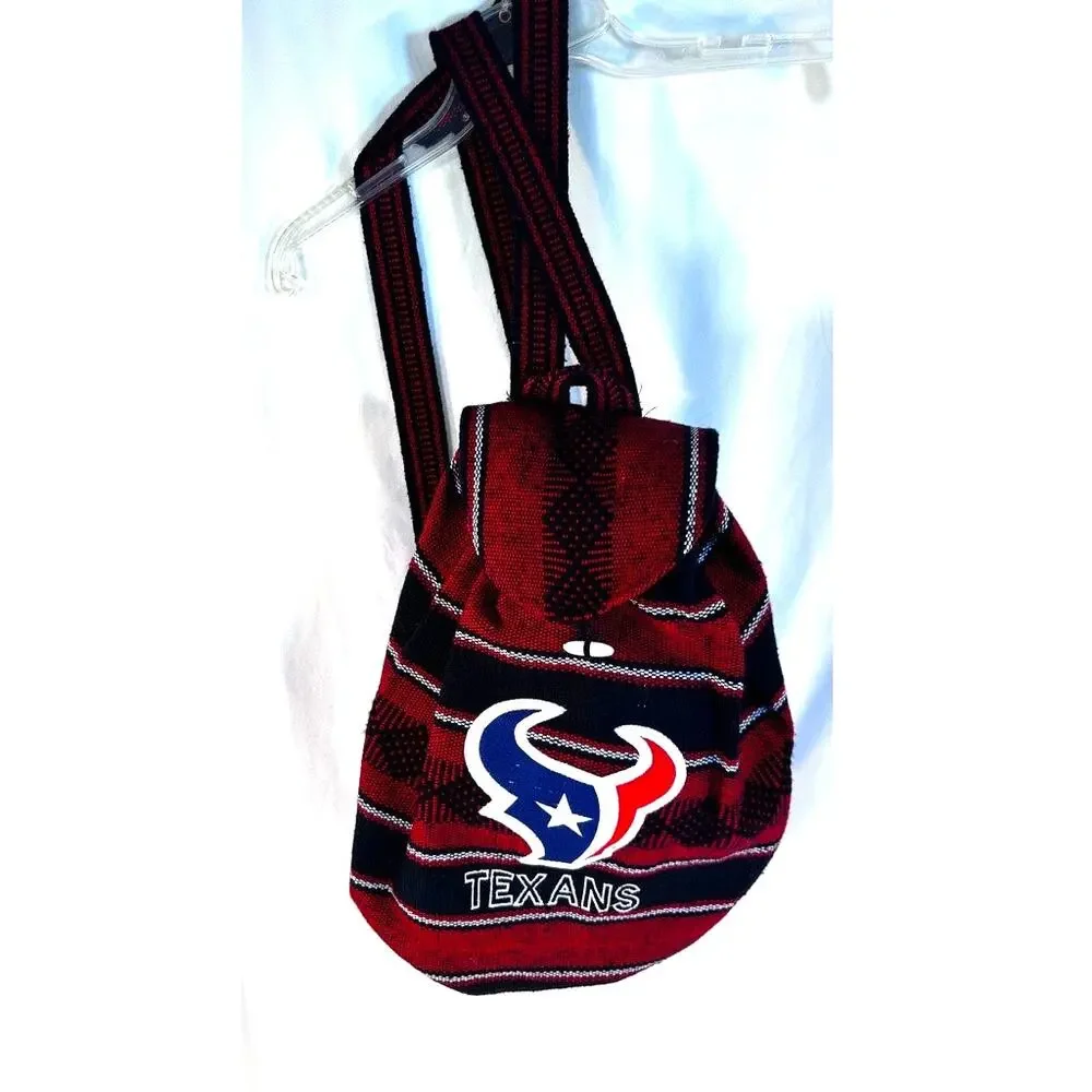 Houston Texans NFL Unisex Mexican Falza Blanket Drawstring Backpack Red / Navy